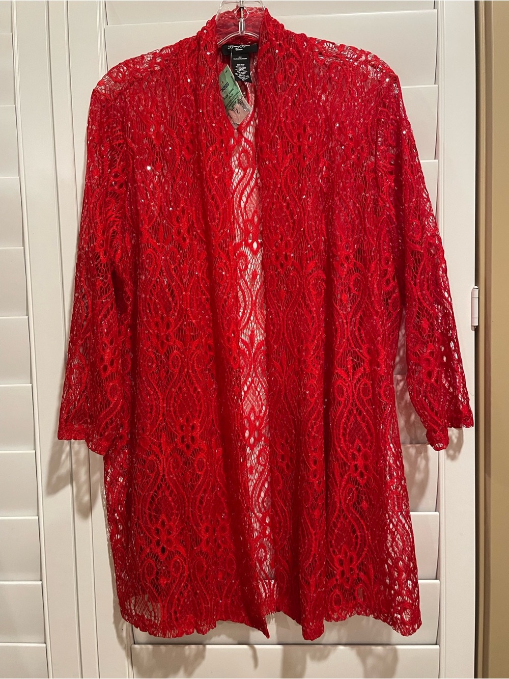 Brittany Black Bright Red Lace Crochet Overlay